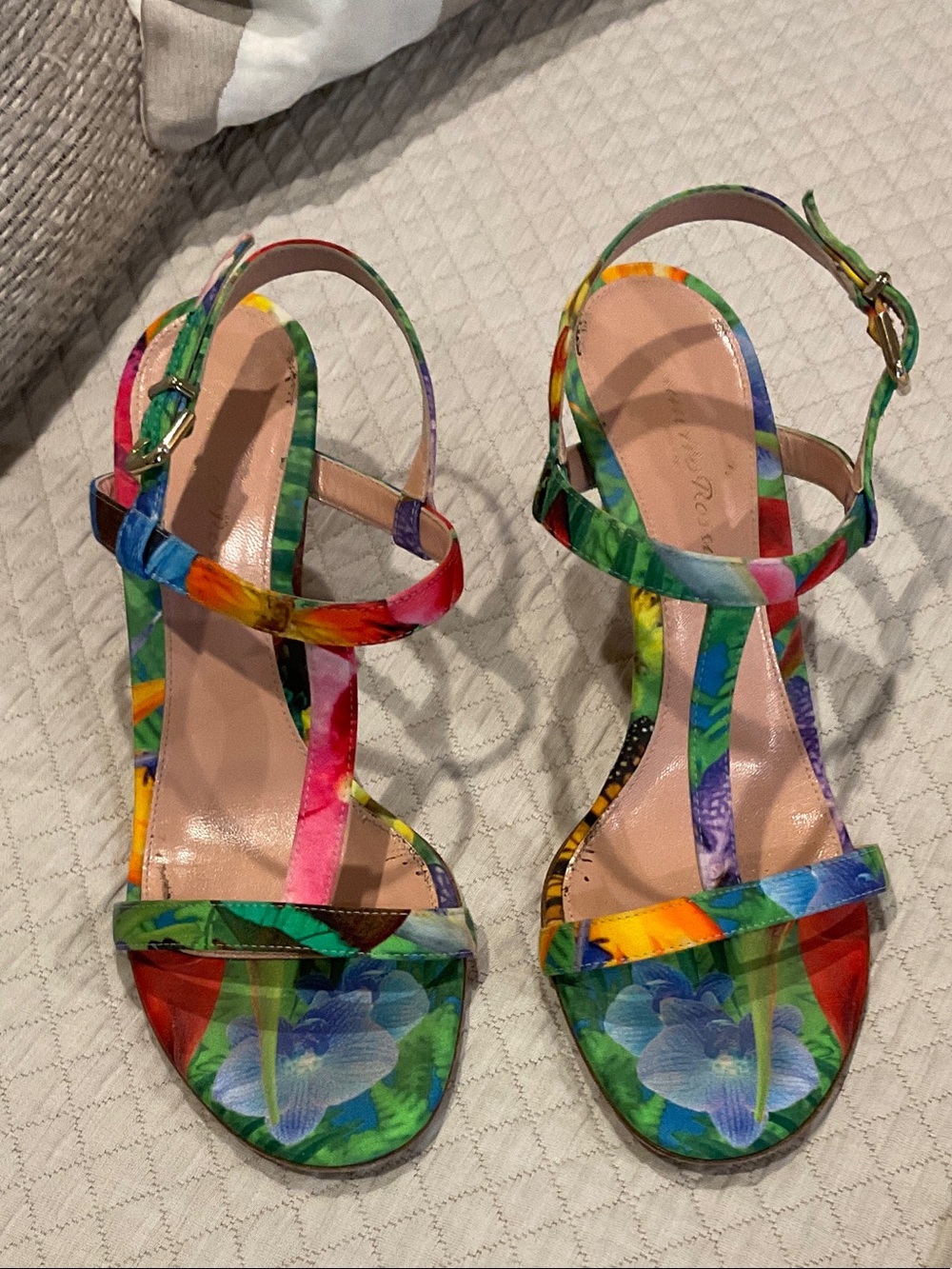 Gianvito Rossi Multicolor Floral Strappy Heels